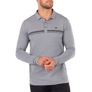 Travis Mathew Mens Long Sleeve Polo Shirt Gray Size 3XL